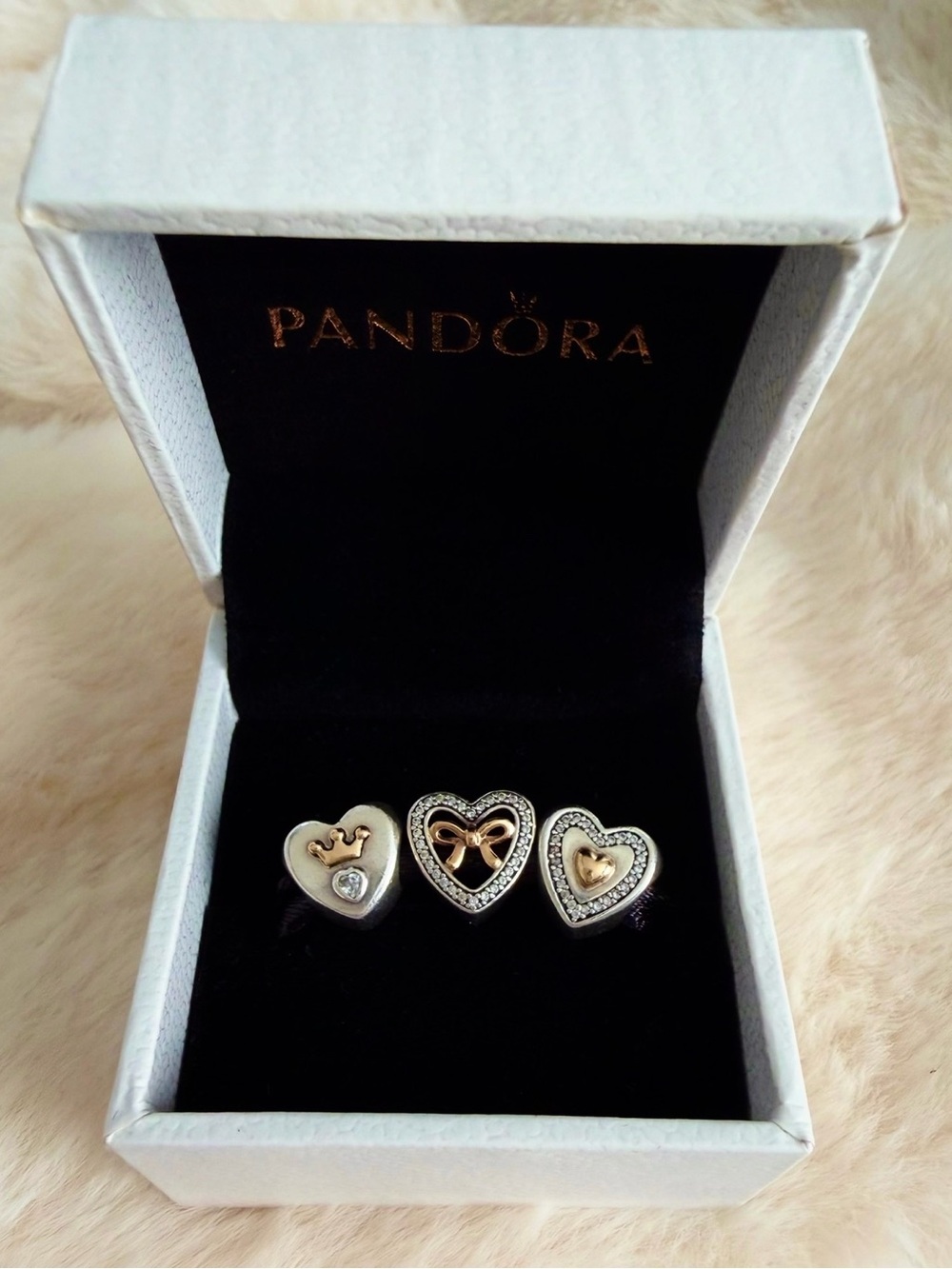 Pandora Two-Tone 14K Gold & Sterling Silver Hearts Charm Bundle